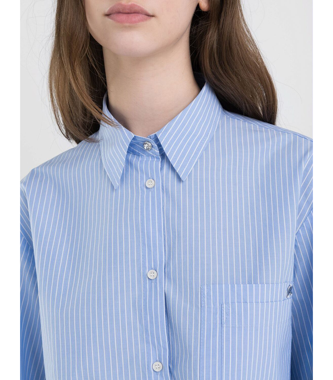 コットンポプリンクロップシャツ 詳細画像 ブルー 3